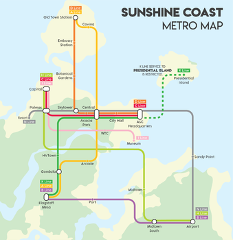 A metro map of Sunshine Coast